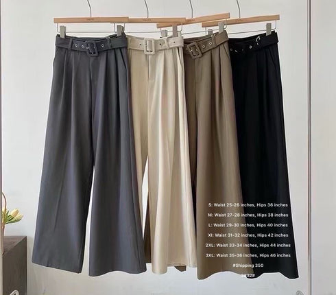 Women Wide Leg Formal Trouser With Belt